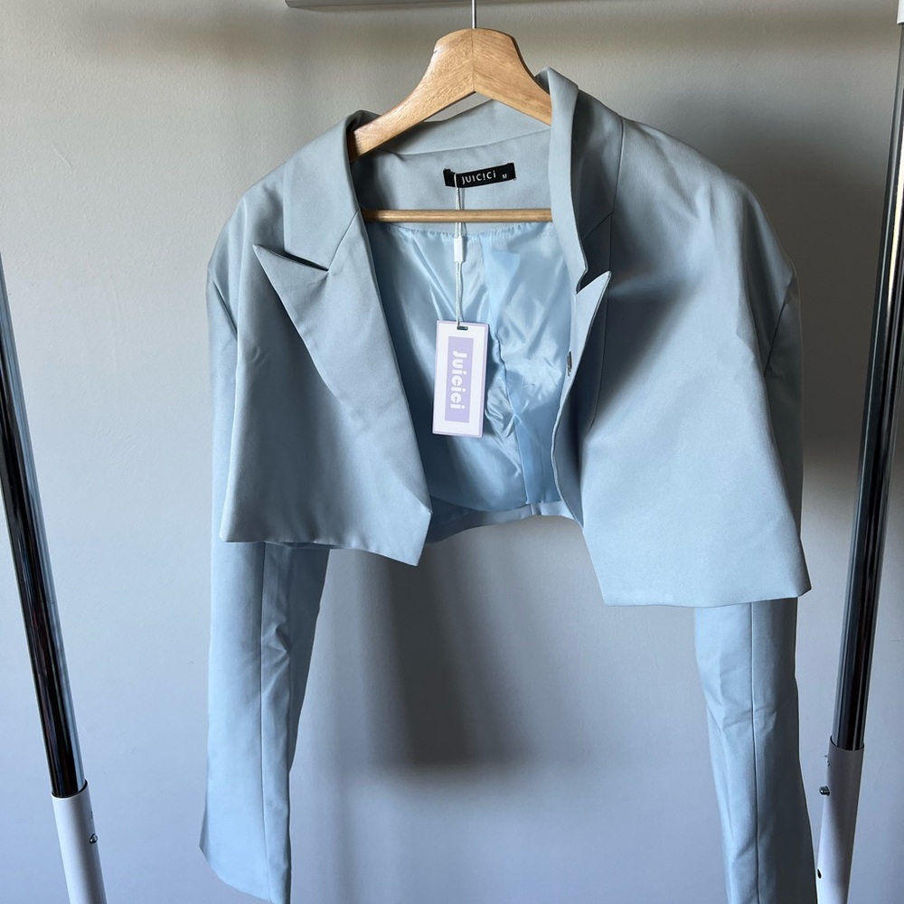 ECI Light Blue Cropped Blazer